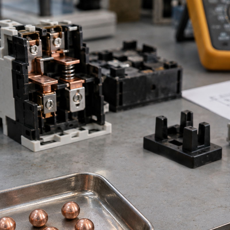 Copper balls beside electrical contact components